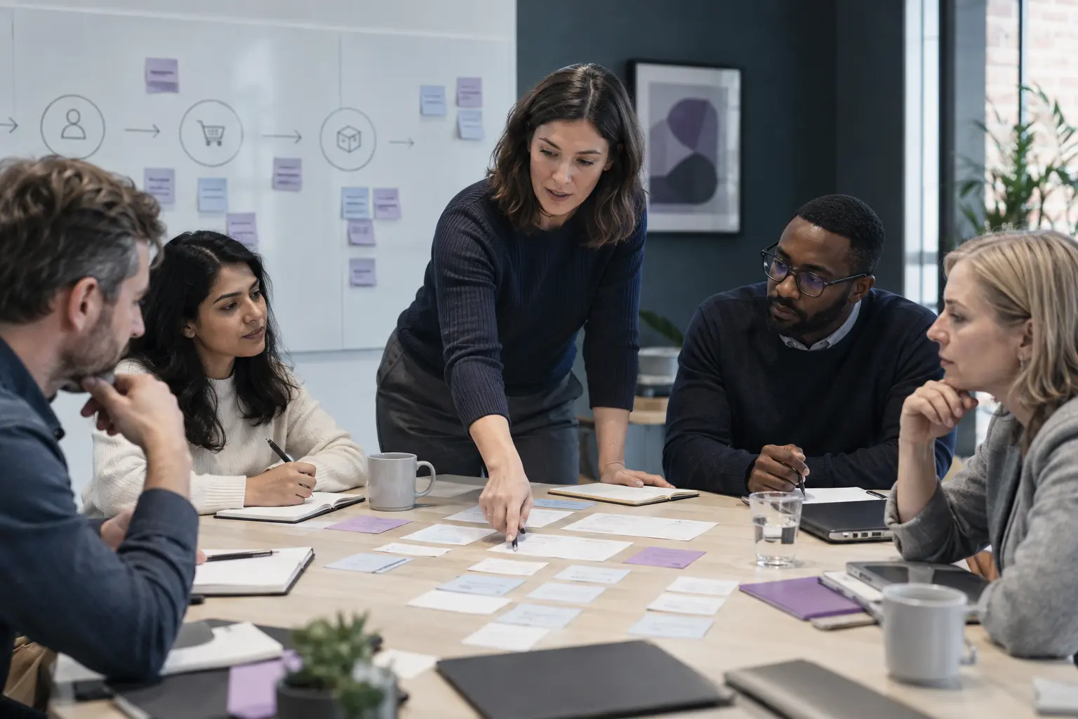 Business stakeholders mapping customer journeys and CRM project requirements