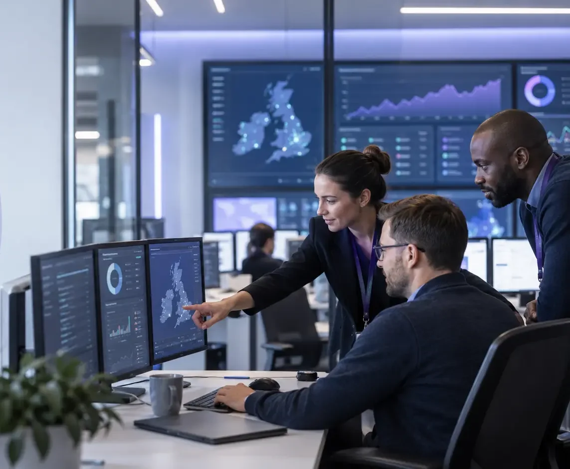 Platform support specialists monitoring enterprise systems in an operations centre